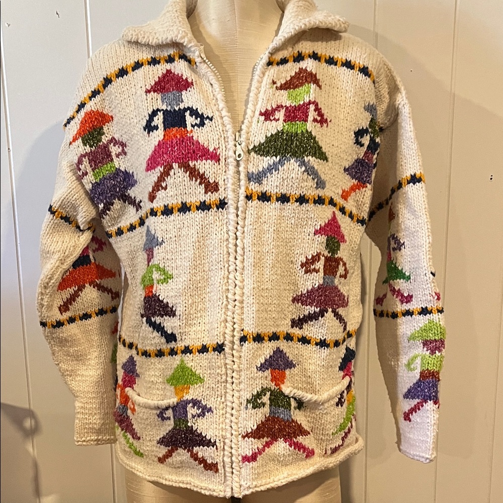 Women’s Ecuadorian Colorful Heavy Knit Zip-Up Sweater